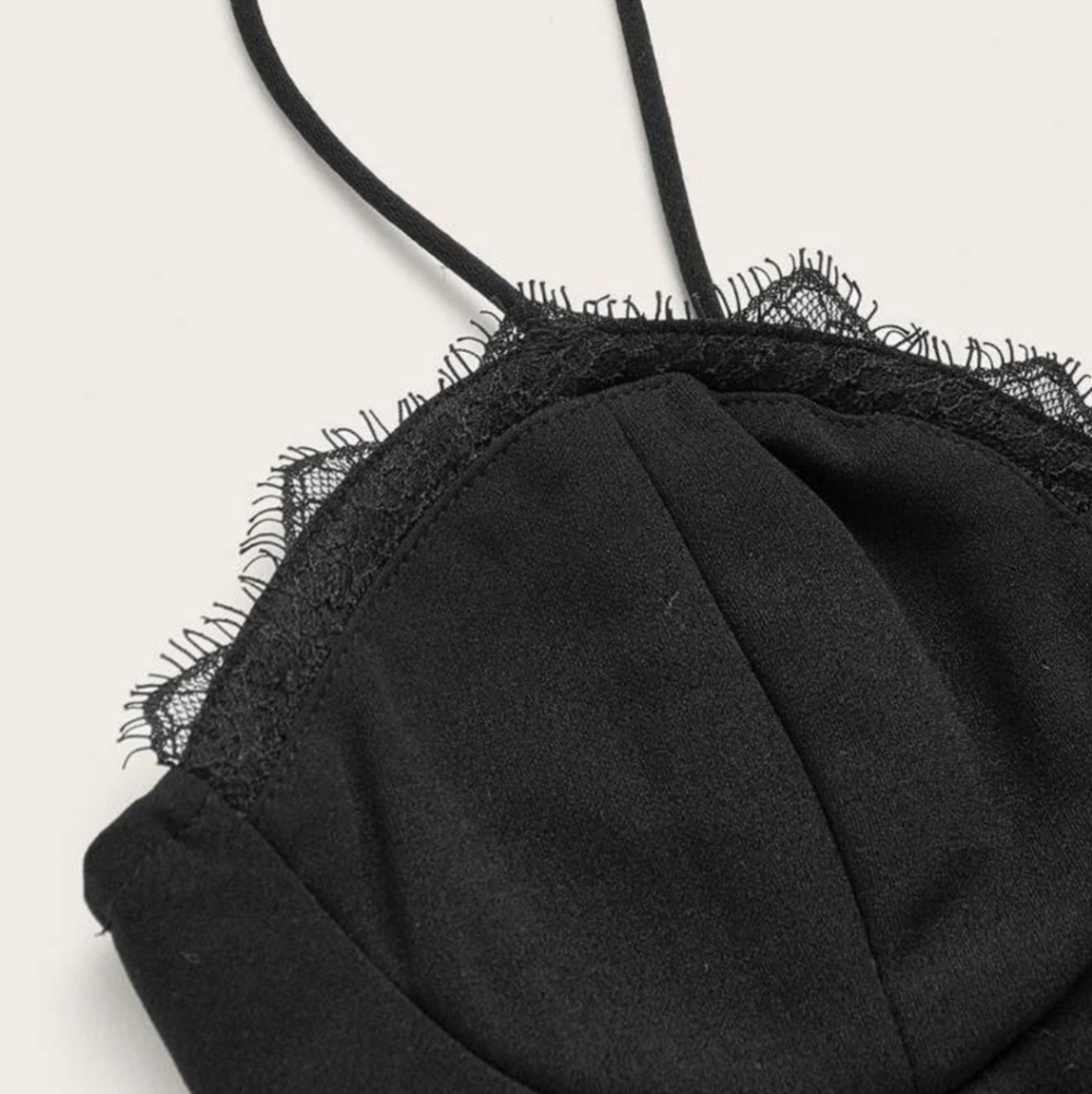 NWOT black hook & eye corset bustier with lace - Picture 3 of 7